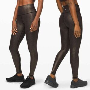LULULEMON Wunder Under High-Rise Tight 28" Sz 2 Luminosity Foil Black Copper